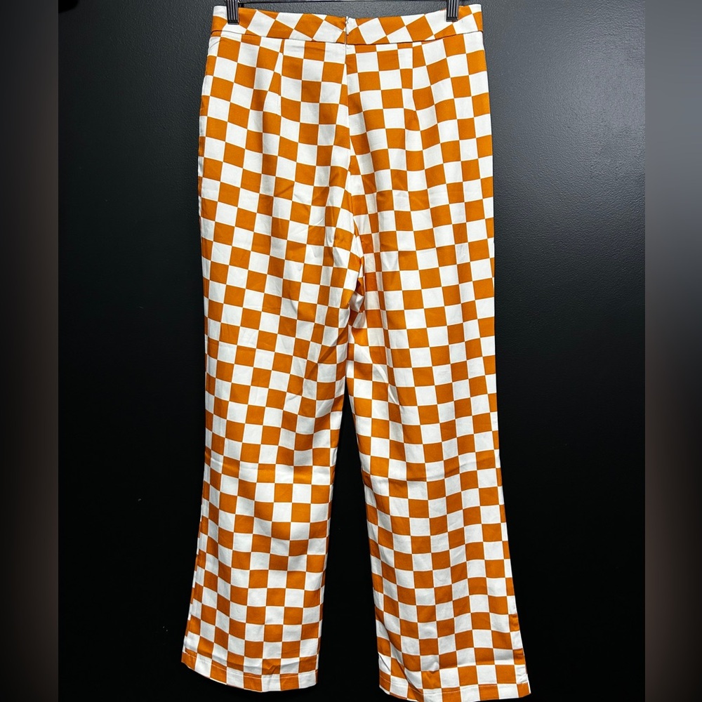 🧡🔥 Double Crazy Checker Print Pants – Size L 🔥🧡
